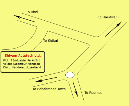 Road Map to Shivam Autotech Limited Haridwar Plant